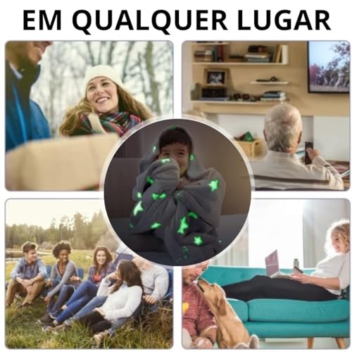 COBERTOR MANTA FLUORESCENTE LUMINOSA INFANTIL E ADULTO GRANDE QUE BRILHA CONFORTÁVEL E DIVERTIDO (az