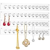 4 Pack Necklace Holder,Clear Acrylic Necklace Hangers,Mounted Wall Necklace Holder,Jewelry Hanger with 12 Diamond Hooks,Jewelry Organizer with Adhesive Tape&Nails,Hooks Necklaces