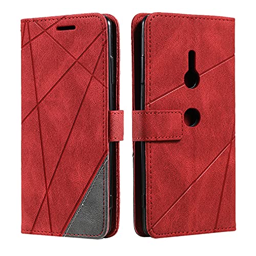 SONWO Coque pour Sony Xperia XZ3, Etui en Cuir PU Portefeuille Housse Fermeture Magnétique und Flip pour Sony Xperia XZ3, avec Fermeture Magnétique, Rouge