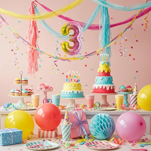 Image of TONIFUL Number Balloon 16 Inch 10 Pcs Colorful 0-9 Birthday Number Balloons | Small Custom Digital Mylar Foil Ballons for Birthday Engagement Graduation Anniversary Baby Shower Party Decorations