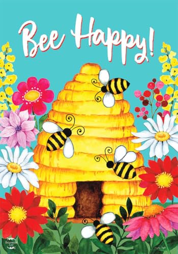 Bee Happy Hive Spring Garden Flag Beehive 12.5" x 18" Briarwood Lane