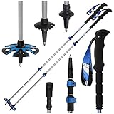 ALPIDEX Teleskopstöcke Aluminium Wanderstöcke Trekkingstöcke Skitourenstöcke verstellbar 63-135 cm, Farbe:Black-Blue-White