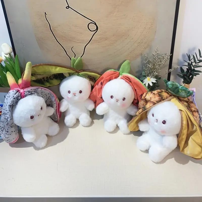 Image of Reversible Rabbit Soft Soft Toy for Baby Girl Watermelon Zipper Fruit Bunny plushie Teddy Bear Plush Ideal Gift Toddlers Cute Girls - 30 cm (Green)