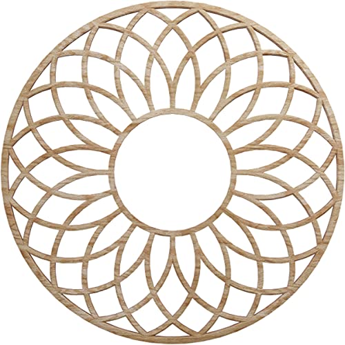 Image of Ekena Millwork 18 inchOD x 6 1 /8 inchID x 1 /4 inchT Cannes Wood Fretwork Pierced Ceiling Medallion, Red Oak
