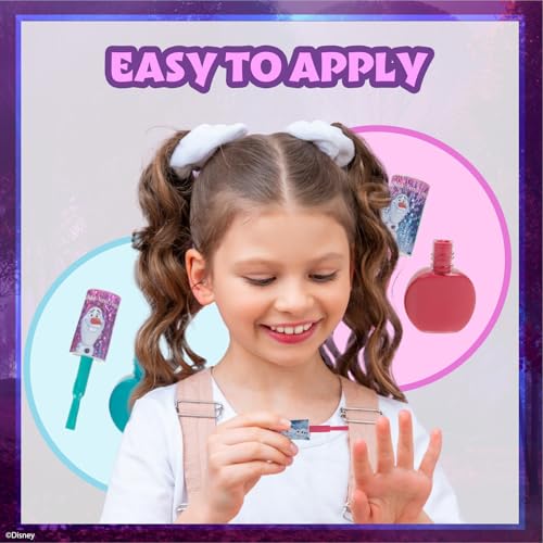 18-teiliges Set mit Nagellack für Kinder, wasserbasiert, schnell trocknend und abziehbar, perfekt für Partys und Pyjamapartys, für Kinder ab 3 Jahren, von Townley Girl (Disney Frozen)