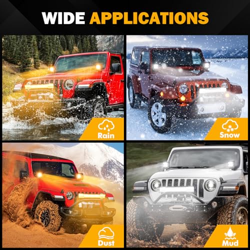 Image of Auxbeam 3 Inch Pods+22 Inch LED Light Bar, White & Amber Switchback, 3-Pack