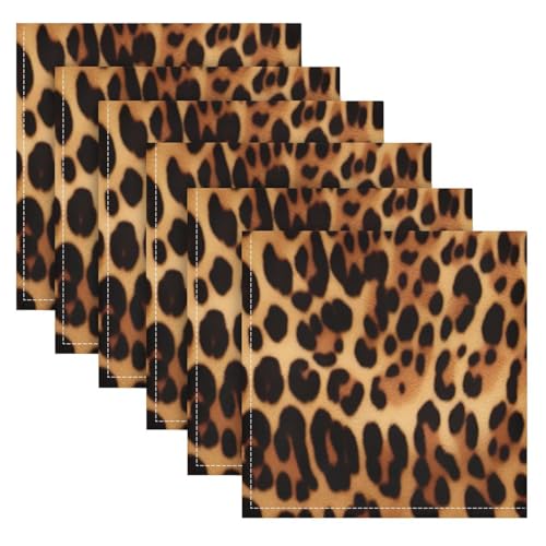 Servilletas de tela cuadradas estampado leopardo 6 unidades miniatura 6