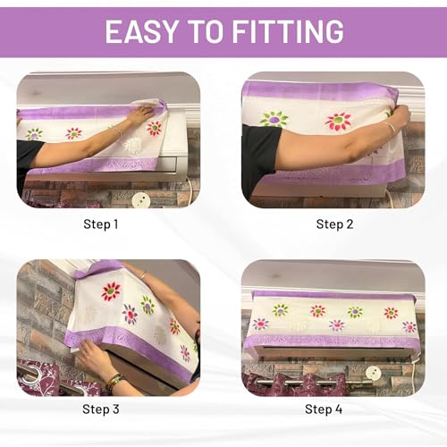 Image of Printed AC Cover for Split AC 1.5 Ton Set - Digital Print AC Cover Indoor Outdoor Waterproof - Split AC Cover Cotton Net Designer (Purple)