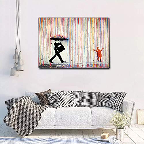Giallobus - Schilderij - Banksy - Regen van kleuren - Tela canvas - 140x100 - Image 4