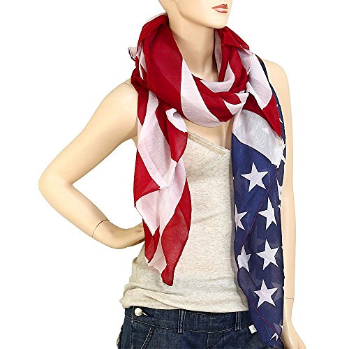 Falari Large USA American Flag Scarf Beach Wrap Soft Lightweight 72