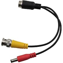 DGZZI 4P Aeronautical Male to BNC + DC Male Connector Cable for Car Camera CCTV Surveillance Machine Audio Video Signal Monitor Black