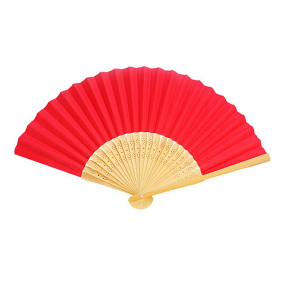 Jobaojiang Personalized Engraved White Folding Elegant Paper Fan With Bag Portable Supplies(Red,20pcs with bag)