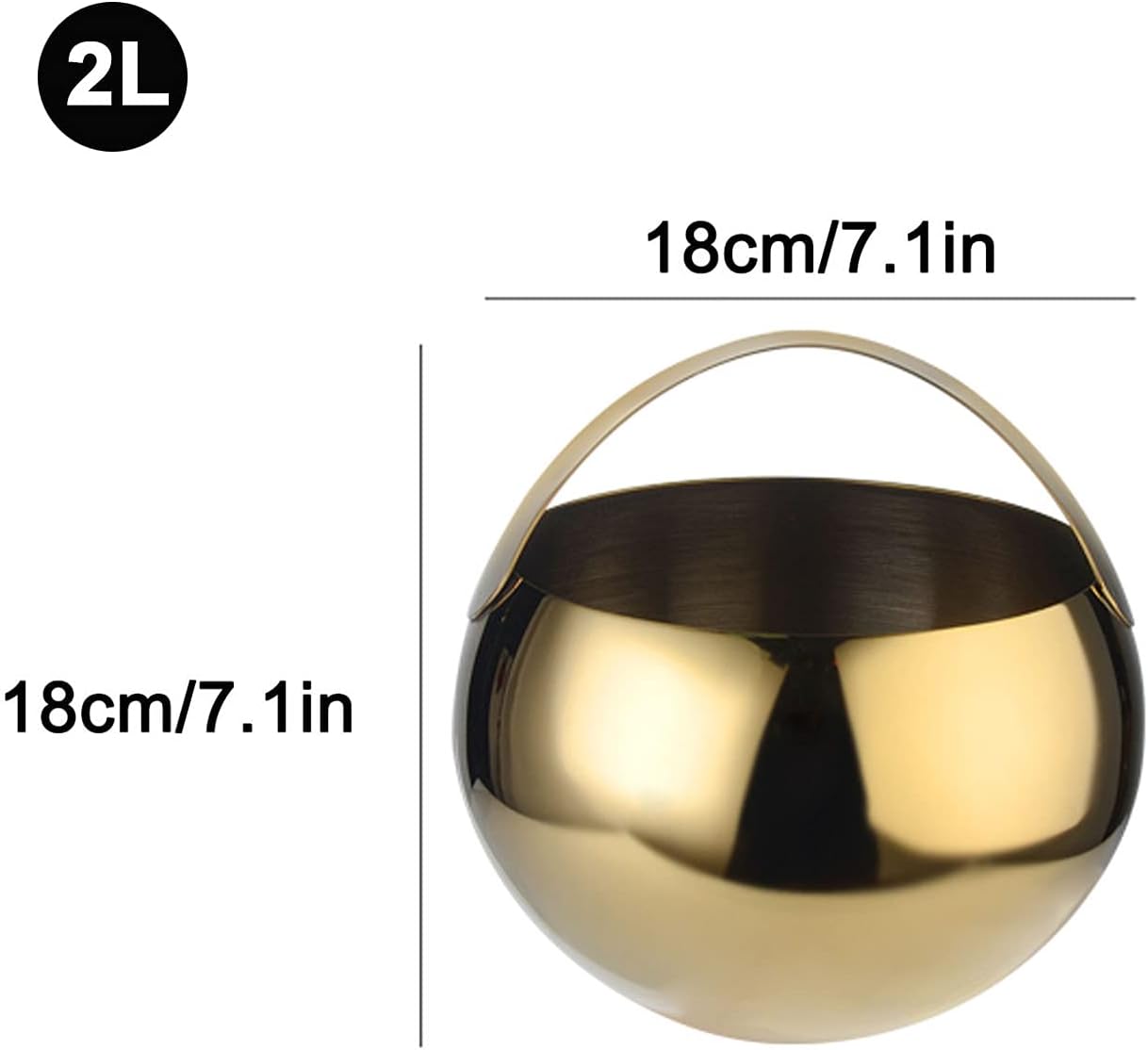 Ice Bucket, 2L Portable Stainless Steel Modern Ice Bucket, Beverage Cooler Bucket with Ice Tongs, KTV Ice Bucket for Home Bar, Christmas Bucket