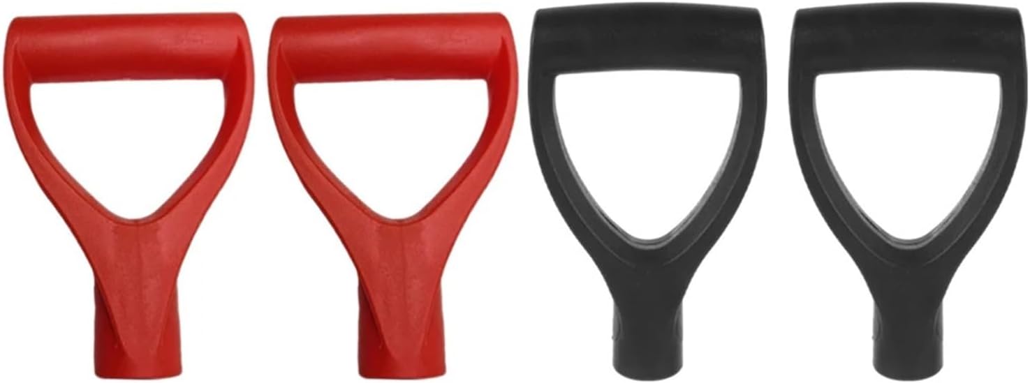 2 Pcs D-Shaped Grip Plastic Shovel Handle for Garden and Snow Shovels, Ergonomic Replacement Accessory, Easy to Install(Black)