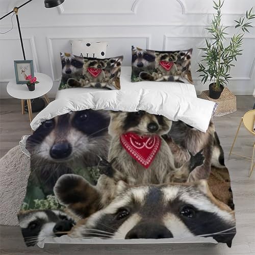 Housse de couette raton laveur imprimé 3D en microfibre premium de 220x240 - 6
