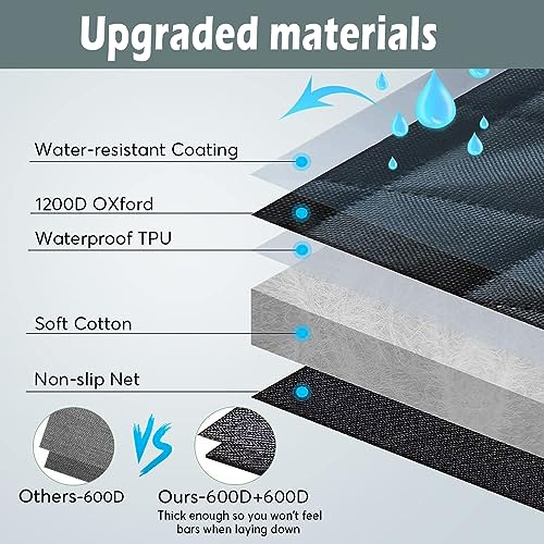 Fujampe Folding Camping Cot for Adults, 75x28 inch Heavy Duty Sleeping Cots with Mattress &Carry Bag, 1200 D Double Layer Camping Cots for Home Office Travel Beach - Thumbnail 5