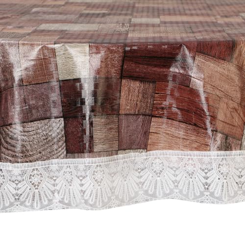 Image of Dakshya Industries PVC Waterproof Round Table Cover for 4 Seater Dining Table | 60 Inch Round Printed Table Cover | Spill Proof, Oil Resistant, Heat Resistant, Wipe Clean