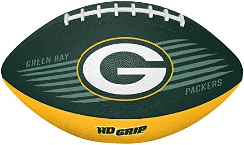 Rawlings NFL Downfield Youth Size Football with 5X HD Grip, Green Bay Packers