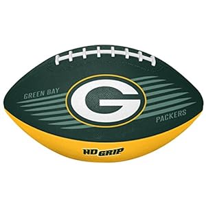 Rawlings NFL Downfield Youth Size Football with 5X HD Grip, Green Bay Packers