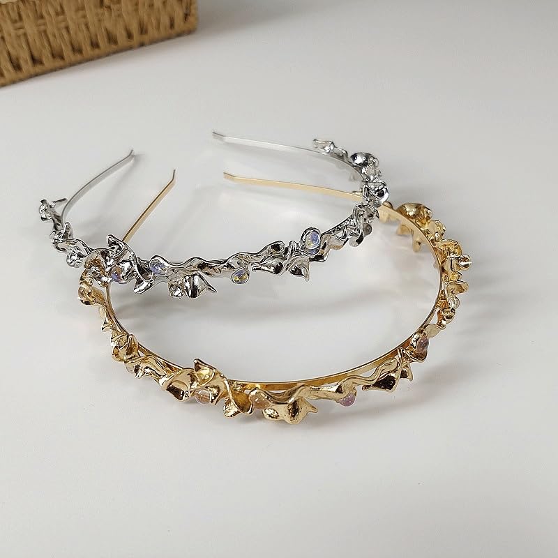 New Model Moonstone Metal Headband Woman Design Fold Affordable Luxury Sweet But Cool(white-Fruit peach5) image 3