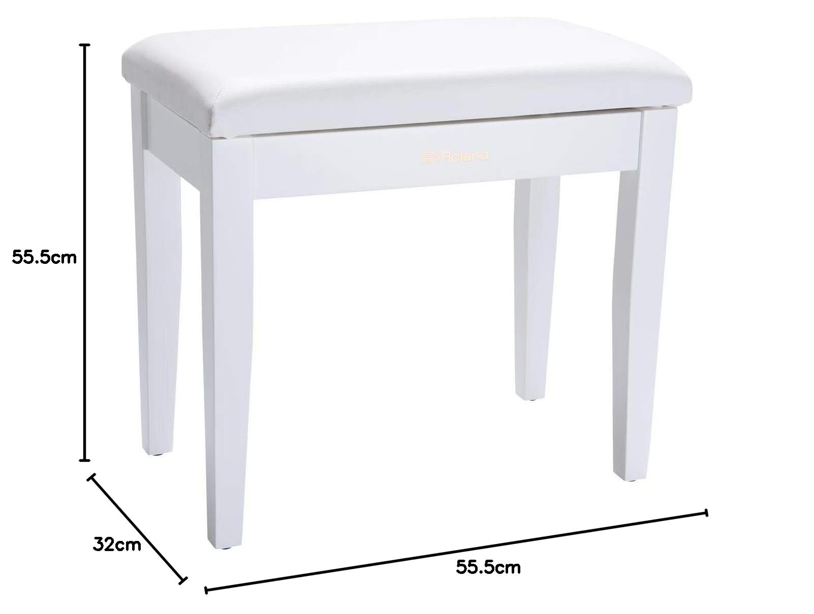 Roland RPB-100WH Banc de Piano Finition Blanc satiné avec Assise Plastique et Compartiment pour partitions-RPB-100WH, Noir
