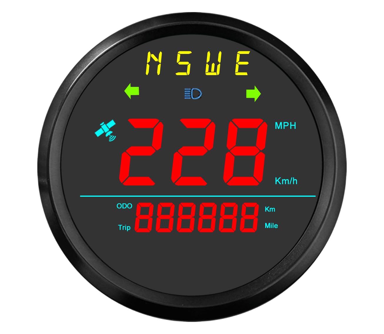 MH 85mm GPS Speedometer with Overspeed Alarm - White Backlight, Digital GPS Speed MPH/KMH Antenna Turn Signal NSWE Waterproof AUTO Gauge for Car, Truck, Boat,Marine