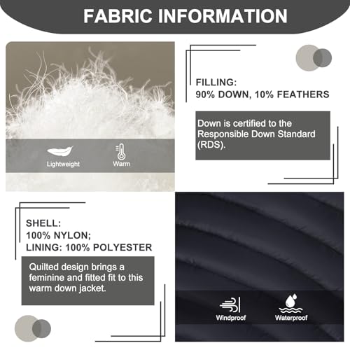 SLOW DOWN Women Plus Size Ultra Light Down Jacket Packable Puffer Jacket Coat Hooded Mid Length Winter Outwear4