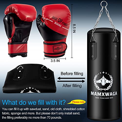 Mamxwaga Kids Punching Bag Set Unfillde, Hanging Boxing Bag Kickboxing Bag With Boxing Gloves, Kids Boxing Set For 3-10 Years, For Youth Karate Muay Thai Kick Taekwondo Training #TOP5