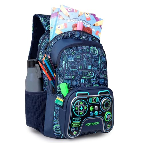 Image of HOT SHOT BAG GAMER 1446|3D EMBOSSED DESGIN|SCHOOL BAG|TUTUION|KIDS & CHILDRENS BACKPACK|WATER RESISTANT|18 INCH|FOR BOYS & GIRLS|32 LITERS BACKPACK