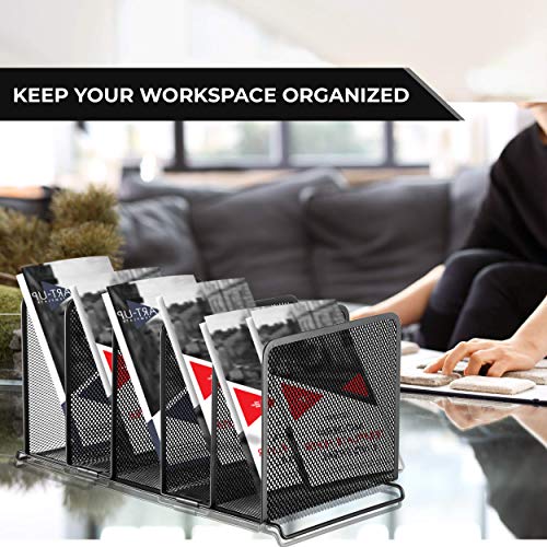 Halter File Organizer 5 Sections Mesh Metal File Holder Storage For Home And Office Desk Organizer, 2 Pack #TOP2