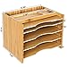 SONGMICS Bamboo File Organizer Paper Sorter with 5 Adjustable Shelves Top Storage Compartments Natural UOFS44Y