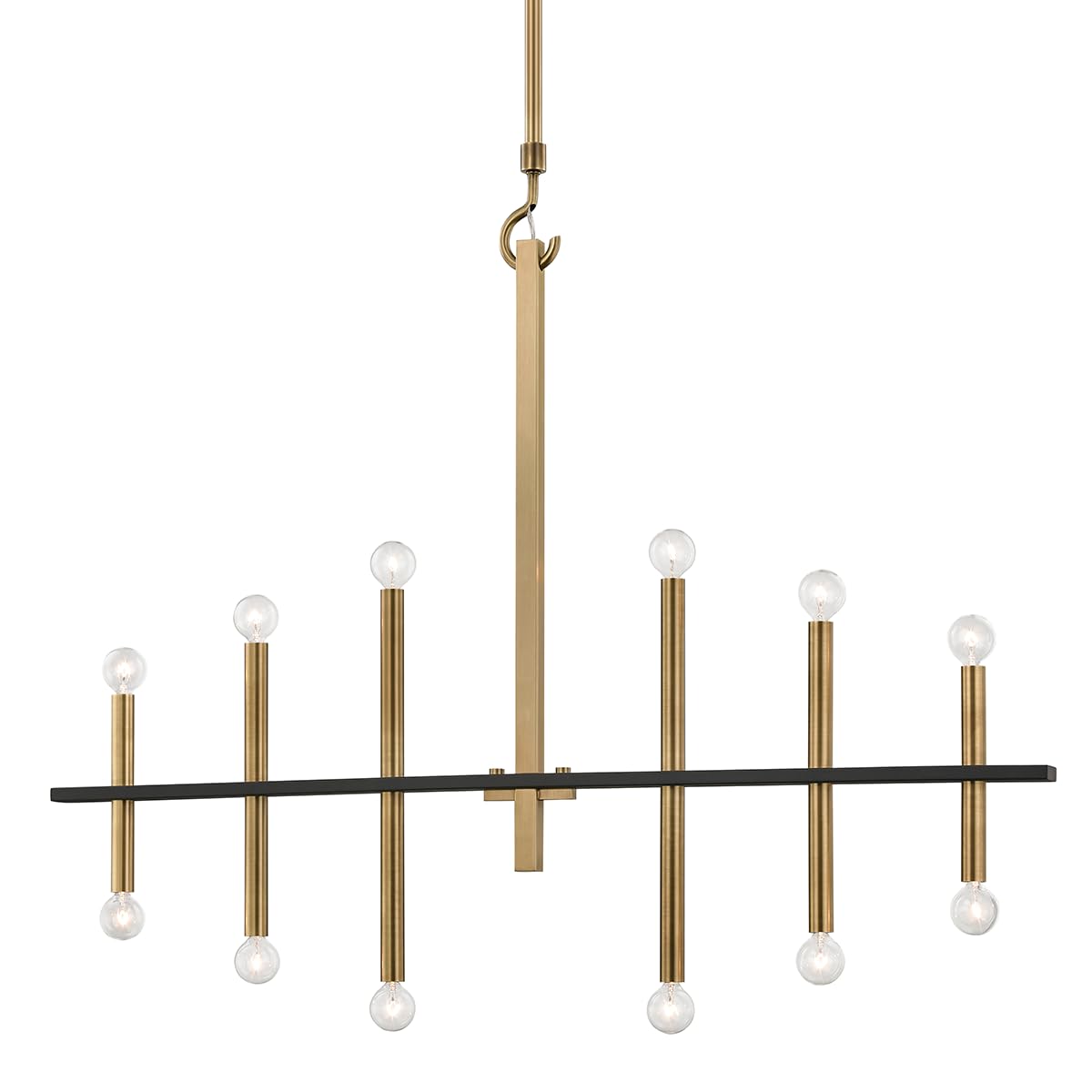 MITZI HUDSON VALLEY LIGHTING H296812-AGB/BK Colette Chandeliers, 12-light, 40W, Aged Brass Finish (44''W x 36.75''H)