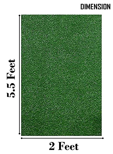 Image of Yellow Weaves Polypropylene 35Mm High Density Artificial Grass Carpet Mat for Balcony, Lawn, Door(5.5 X 2 Feet), Green
