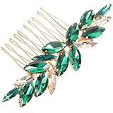 FIXOSHEE Haarschmuck Braut Kristallhaarkamm Smaragdgrün mit Strass Seitlicher Haarkamm aus...