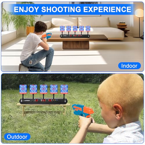 BUOAZR Zielscheibe für Nerf, 5 Ziele Zielscheibe Elektrisch mit Licht und Sounds, Auto Reset Zielscheiben Schießspiele Toy mit 30 Foam Darts Pfeile Zubehör Set, Spielzeugfür 6 7 8 9 10 Jahre Kinder