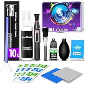 Updated Camera Lens Cleaning Kit, Camera Sensor Cleaning Kit Full Frame with 10x Sensor Cleaning Swabs, Sensor Cleaner and Other Essentials, DSLR Cleaner Kit for Canon Nikon Sony, Camera Accessories