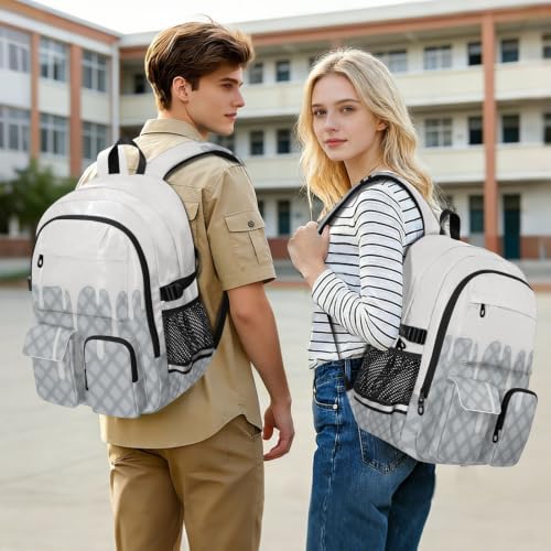Mochila de viaje para laptop de 17.5 pulgadas gris a cuadros para adolescentes 7