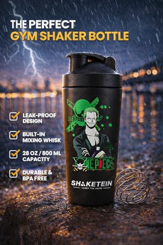Image of Stainless Steel Gym Shaker Bottle 750ml | Leak Proof Protein Mixer Shaker | BPA Free | Metal Sports Water Bottle for Gym, Workout & Fitness (Anime-26-BLACK)