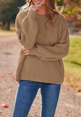 Image of PRETTYGARDEN Womens Sweaters Spring 2026 Oversized Chunky Knitted Pullover Sweater Casual Long Sleeve Crewneck Cute Sweaters