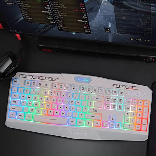 Redragon K503 Gaming Keyboard, Rgb Led Backlit, Multimedia Keys, Silent Usb Keyboard With Wrist Rest For Windows Pc Games (Wireless, White) #TOP4