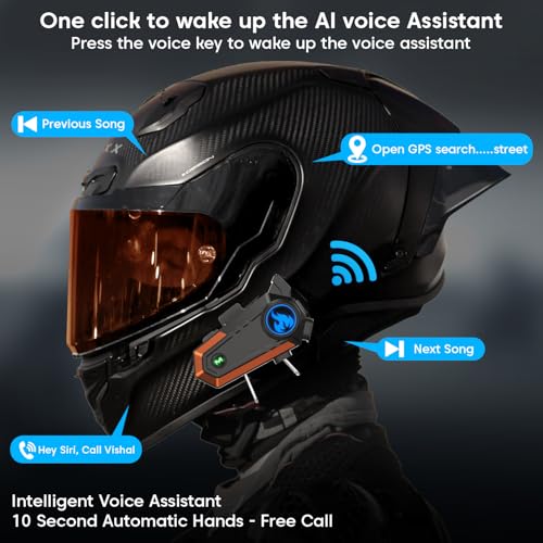 Image of Sounce Jarvis Ride-X Bluetooth Motorcycle Helmet Headset with 50mm Wireless Speakers Dual Rider Intercom 600m Range Music Sharing Voice Control 1000mAh Battery IPX6 Waterproof for All Helmets (Black)