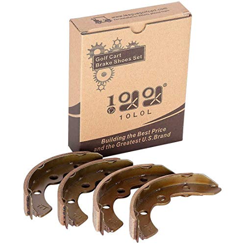 10L0L Golf Cart Replacement Brake Shoes Set (2 Front, 2 Rear) Fits Select