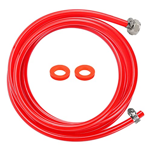WELLBOM 10ft Beer CO2 Gas Line Tubing for Kegerator ID 5/16\" Keg Gas Line Red PVC CO2 Gas Hose with OD 5/16\" Barb Fittting for Draft Beer Home Brewing