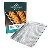 Commercial Quality Half Sheet Baking Pan and Stainless Steel Cooling Wire Rack Set - Aluminum Tray 18' x 13' - Rust & Warp Resistant, Heavy Duty & Thick Gauge - Delivers An Evenly Baked Cookie