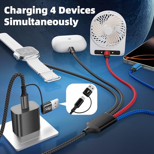 Image of Dual Type-C Ports 4 in 2 Multi Charging Cable for iWatch Charger /iPhone 17