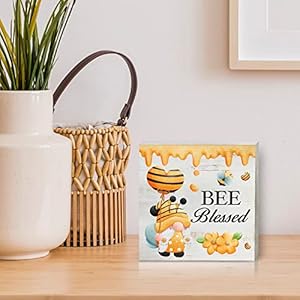 Bee Blessed Wood Box Sign Home Decor Rustic Bee Gnome Spring Summer Wooden Box Sign Block Plaque for Wall Tabletop Desk Home Decoration Bee Blessed Wood Box Sign Home Decor Rustic Bee Gnome Spring Summer Wooden Box Sign Block Plaque for Wall Tabletop Desk Home Decoration