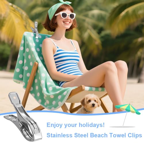 Miniatura 5 de Vicloon Pinzas Para Edredón De Acero Inoxidable, 12pcs Clips De Metal Para Edredón, Pinza De Viento Para Secado De Ropa Multiusos Para Edredones, Suéteres, Prendas De Vestir Exteriores, Documentos