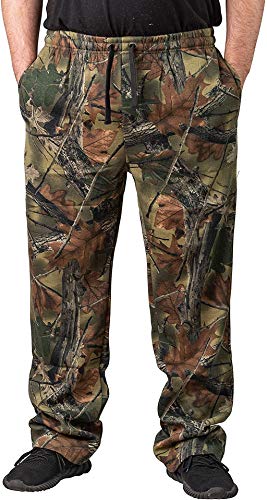 TrailCrest Men s Open Bottom Cotton Blend Cozy Sweatpants with 3 Pockets Yoga Lounge Hunting, Large Green