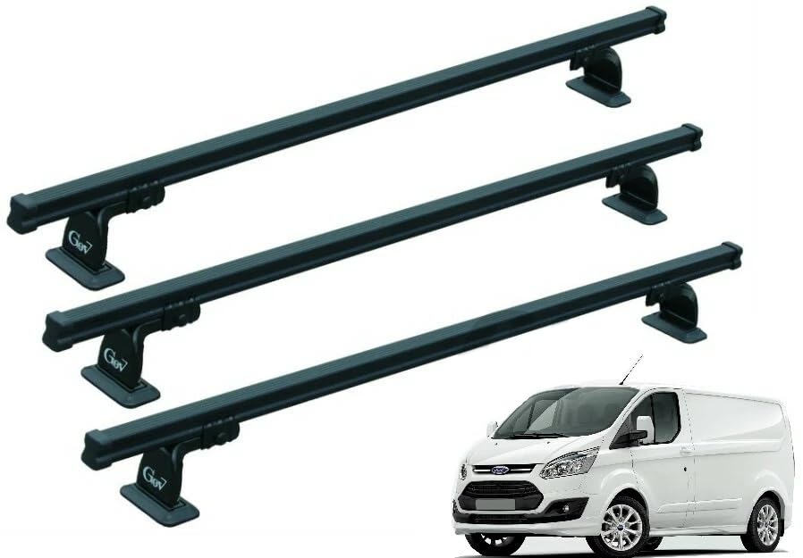 GEV Set 3 Barre Portatutto Portapacchi per Transit Custom dal 2014 al 2022