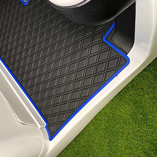 Xtreme Mats Club Car Golf Cart Mat, Full Coverage Golf Cart Floor Liner Mats - Fits Club Car Models Precedent (2004-2023)/Onward & Tempo (2017-2023)/Villager & V4L (2019-2023) - Black With Blue Trim #TOP4